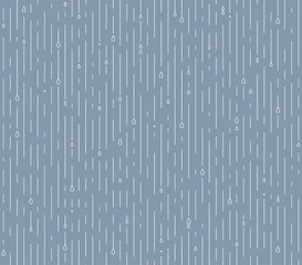Rain seamless vector pattern. Rainy season background in simple flat style with water line and liquid drops. Rainfall illustration