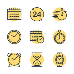 Leinwandbilder - Simple Set of Time icon template color editable. Contains such Icons as Time Inspection, Log, Calendar and more symbol vector sign isolated on white background for graphic and web design.