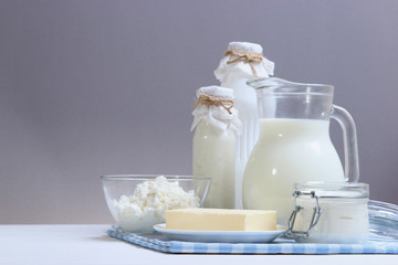 set of dairy products on the table.