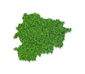 vector isolated simplified illustration icon with green grassy silhouette of andorra map. white back