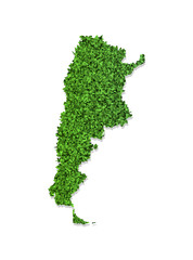 vector isolated simplified illustration icon with green grassy silhouette of argentina map. white ba
