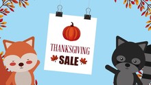 Holiday Thanksgiving Sale With Fox And Racoon