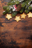 Fototapeta Tulipany - Christmas greeting card with gingerbread cookies