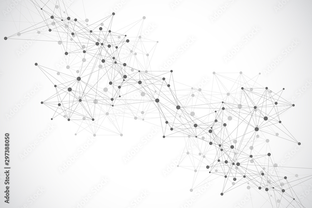 Technology abstract background with connected line and dots. Big data ...