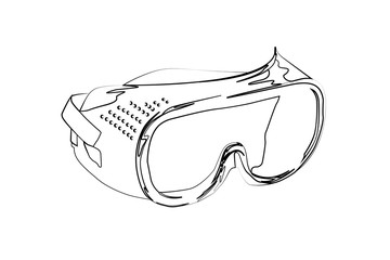 protection working glasses contour vector illustration