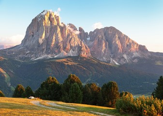 Poster - Plattkofel and Grohmannspitze Dolomites mountains