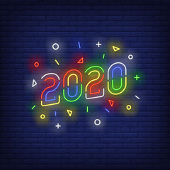 Sticker - Multicolored two thousand and twenty neon sign