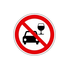 STOP! No alcohol sign. Don't drink and drive. VECTOR. The icon with a red contour on a white background. For any use. Illustration.	