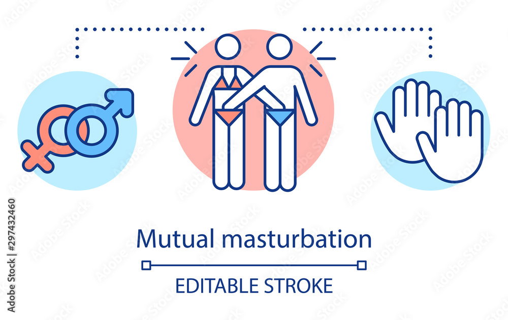 Vector de Stock Mutual masturbation concept icon. Safe sex. Protection