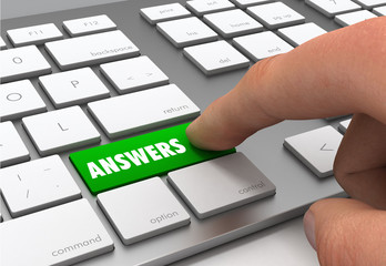 Canvas Print - answers button concept 3d illustration