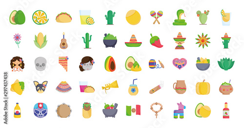 Fotomural collection mexican food culture traditonal icons