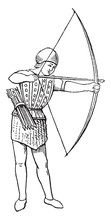 Archer In 15th Century England, Vintage Illustration.