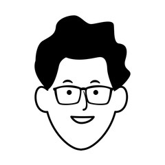 Sticker - cartoon man with glasses icon, flat design