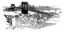 The Brooklyn Bridge, Vintage Illustration.