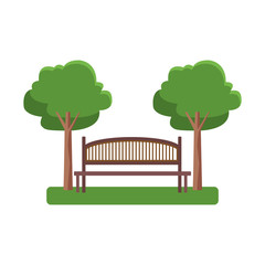 Canvas Print - park bench and trees, flat design