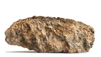 natural brown rock isolated with shadow on white background