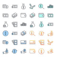 Leinwandbilder - Money set icon template color editable. Money pack symbol vector sign isolated on white background. Simple logo vector illustration for graphic and web design.