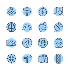 Aufkleber - Navigation set icon template color editable. Navigation pack symbol vector sign isolated on white background direction, maps, traffic and more illustration for graphic and web design.