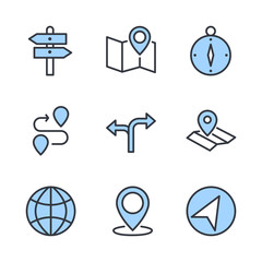 Aufkleber - Navigation set icon template color editable. Navigation pack symbol vector sign isolated on white background direction, maps, traffic and more illustration for graphic and web design.