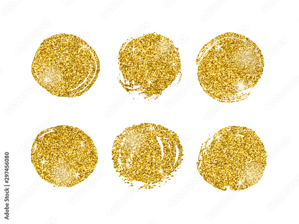 Vector set of hand drawn decorative elements with gold glitter texture ...