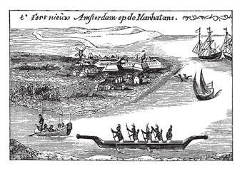 Wall Mural - new amsterdam,vintage illustration.