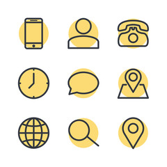 Aufkleber - computer and mobile icons. phone, website, mail, time, call, home, printer, laptop, calendar, chat, edit, pin, map, person color editable vector sign isolated on white background for graphic and web d