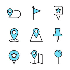 Leinwandbilder - Map pins related vector icon set sign isolated on white background. Pin Map, Office Location and more symbol vector illustration for graphic and web design. 