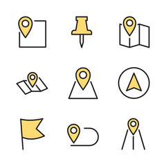 Leinwandbilder - Map pins related vector icon set sign isolated on white background. Pin Map, Office Location and more symbol vector illustration for graphic and web design. 