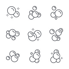 Fototapete - Bubbles set icon template color editable. Soap foam, fizzy drink, oxygen bubble symbol vector sign isolated on white background illustration for graphic and web design.