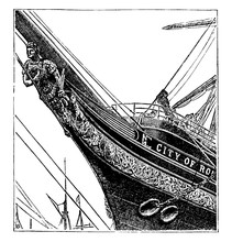 Figurehead Of Ship, Vintage Illustration.