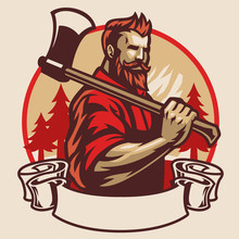 Lumberjack Mascot Hold The Axe