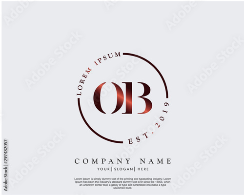 Fotografía Initial letter OB beauty handwriting logo vector