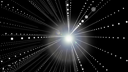 Wall Mural - Gateway of space tunnel portal for future with with flickering light grid wireframe wall dot line and circle swirl wave surface with door for digital space galaxy science technology abstract concept