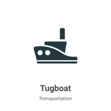 Tugboat Vector Icon On White Background. Flat Vector Tugboat Icon Symbol Sign From Modern Transportation Collection For Mobile Concept And Web Apps Design.