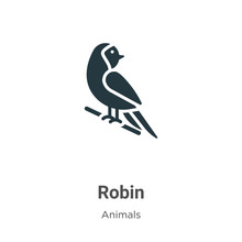 Robin Vector Icon On White Background. Flat Vector Robin Icon Symbol Sign From Modern Animals Collection For Mobile Concept And Web Apps Design.