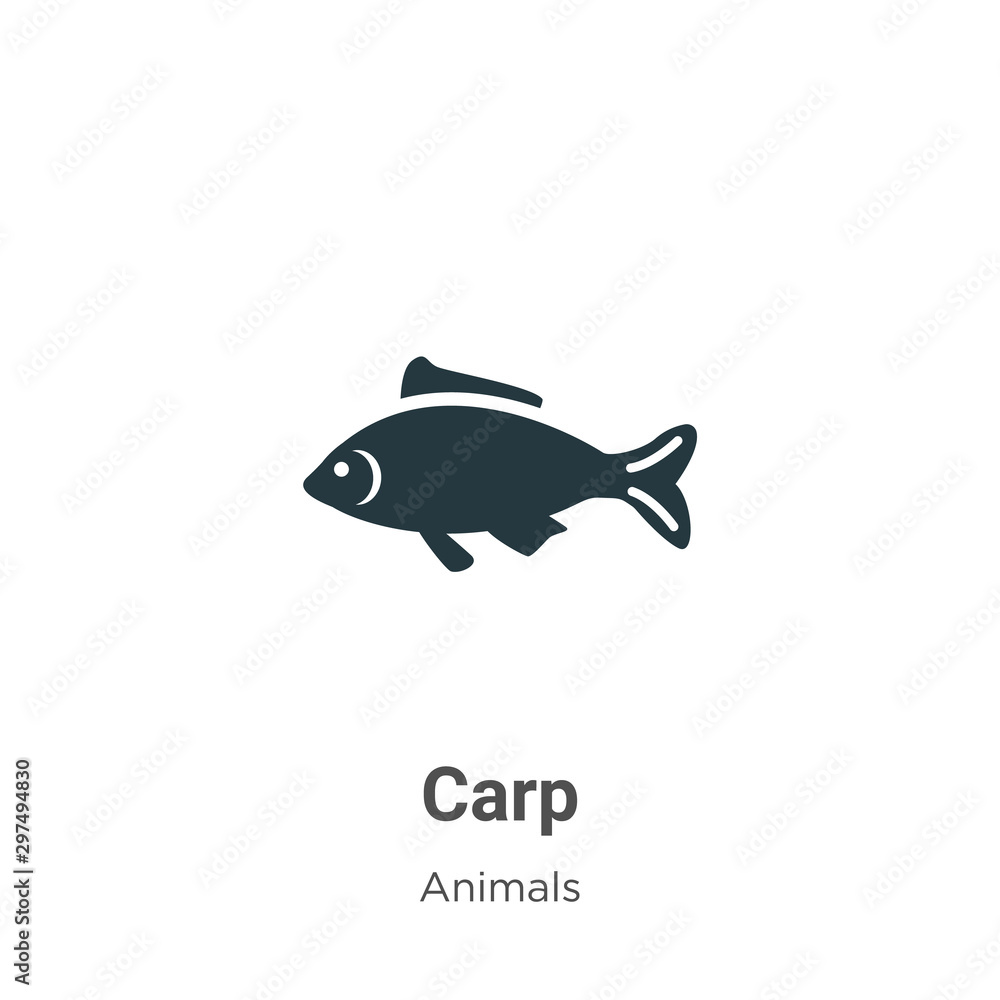 Carp vector icon on white background. Flat vector carp icon symbol sign ...