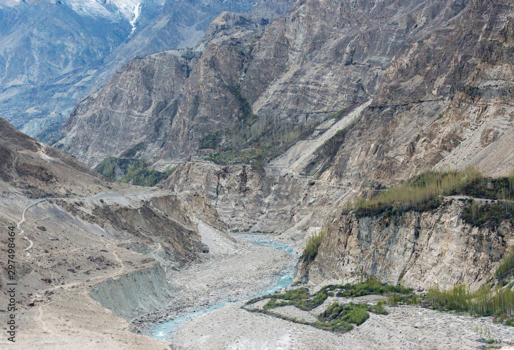Karakoram Highway N35 Partly Still Under Construction Along The Old 