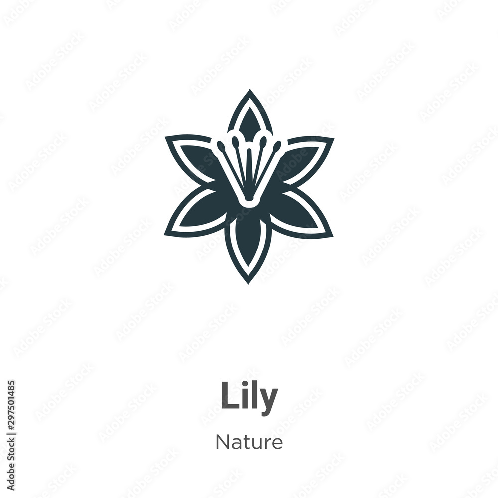 Lily vector icon on white background. Flat vector lily icon symbol sign from modern nature collection for mobile concept and web apps design. - obrazy, fototapety, plakaty 