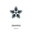 Jasmine vector icon on white background. Flat vector jasmine icon symbol sign from modern nature collection for mobile concept and web apps design.