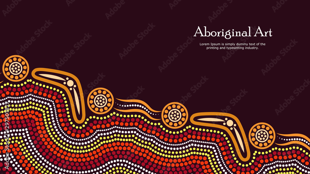 Aboriginal dot art vector banner with text. Stock Vector | Adobe Stock