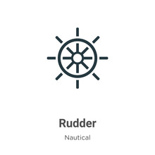 Rudder Vector Icon On White Background. Flat Vector Rudder Icon Symbol Sign From Modern Nautical Collection For Mobile Concept And Web Apps Design.