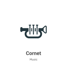 Cornet Vector Icon On White Background. Flat Vector Cornet Icon Symbol Sign From Modern Music Collection For Mobile Concept And Web Apps Design.