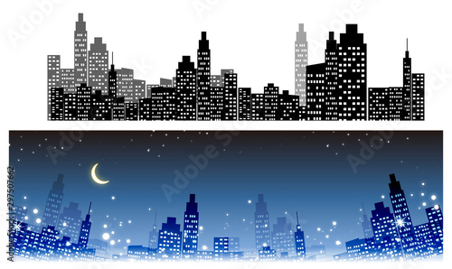 都会のイルミネーション 綺麗な夜景 街 ビルのシルエット Stock Vector Adobe Stock