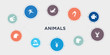 animals 10 points circle design. crocodile, crow, dolphin, donkey round concept icons..
