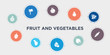 fruit and vegetables 10 points circle design. lime, lychee, mango, mangosteen round concept icons..