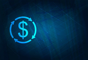 Wall Mural - Money exchange dollar sign icon futuristic digital abstract blue background