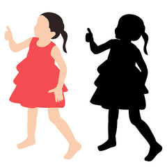 isolated, flat style and silhouette of a child