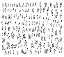 People Set Contains Black Silhouettes Of Artistically Drawn People