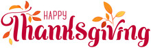 Happy Thanksgiving Ornate Text For Greeting Card. Autumn Leaves And Header Template