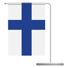 Wall Mural - Finland flag on pole icon